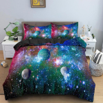 Galaktika ruumi voodipesukomplekt 3D universumi tekikate ps&uuml;hhedeelne tekikate lukuga kuninganna topelt tekikomplektid laste kingitused AU Single(140x210cm)