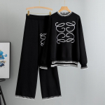 Naiste Pluss Suurus S&uuml;gis Uus Kaheosaline Mood Vabaaja Laiade S&auml;&auml;rtega P&uuml;ksid Vaba &Uuml;mara Kaelusega Lihtne Kootud &Uuml;likond one size must