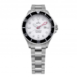 Suhe FreeDiver Sapphire roostevabast terasest valge sihverplaadiga automaatne RTFL833 200M naiste k&auml;ekell valge