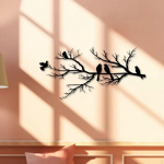 Metal Bird Wall Art Hanging Ornament Birds on The Branch Sculpture Unique Iron
