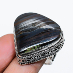 Iron Tiger Eye handmade 925 Sterling Silver Jewelry Ring Size 7 z3E53