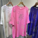 JKASHDK Naiste moe-suuruses vabaaja suvekevadkroonprinteriga l&uuml;hikeste varrukatega O-kaelusega pluusid ja s&auml;rgid XXL