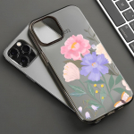 Mobiiltelefoni&uuml;mbrised iPhone 11 13 15 Pro Max 12 14 Pro Max &uuml;mbrisele iPhone 16 15 Plus 13 Pro 12 j&auml;&auml;tunud tekstuuriga maalitud koomiksililled iPhone 11 valge