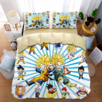 Anime Dragon-Ball Voodipesukomplekt, Goku tekikott, Tekk, Voodikate, Super Saiyani Voodipesukomplekt T&auml;iskasvanutele, Lastele 155x220cm 3pcs