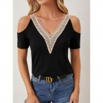 YYFS naistemood vabaaja suve kevade &uuml;hev&auml;rvilise tr&uuml;kiga l&uuml;hikeste varrukatega V-kaelusega pluusid ja s&auml;rgid S