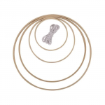 4 anneaux de bambou et fil de coton &agrave; suspendre &Oslash; 12 &agrave; 30 cm