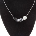 Pierres et Min&eacute;raux. Collier Jaspe z&egrave;bre du Br&eacute;sil 4 Perles Chaine en acier inoxydable.