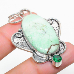 Chrysoprase, Diopside 925 Sterling Silver Jewelry Pendant 2.21 p7i79