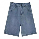 HWomen Denim l&uuml;hikesed p&uuml;ksid k&otilde;rge v&ouml;&ouml;kohaga Vintage pestud sirge lai jalg Puhasv&auml;rviline nupp T&otilde;mblukk T&auml;navar&otilde;ivad P&otilde;lvepikkused Teksad l&uuml;hikesed p&uuml;ksid S