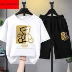 Suvine beebipoiste r&otilde;ivakomplekt Lastele T&uuml;drukutele Multifilmi Karu tr&uuml;kitud T-s&auml;rgid ja l&uuml;hikesed p&uuml;ksid 2 tk. &Uuml;likond Lastele vabaaja &uuml;laosaga dressid S