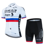 2025 Jalgrattas&otilde;idu Jersey Komplekt Team Bahrain Victorious Valge Suvine Jalgrattariietus Meeste Komplekt Maanteeratta S&auml;rk &Uuml;likond Jalgratta Traksikud L