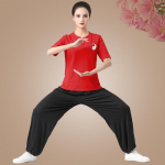 Suvine Tai Chi riietus Treeningriietus Naised Hiina stiilis V&otilde;itluskunstide riietus Kost&uuml;&uuml;m Esinemisriietus L punane