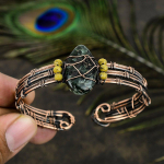 Seraphinite Handmade Copper Wire Wrap Cuff Bangle Adjustable f6z69