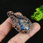 Lapis Lazuli Handmade Copper Wire Wrap Jewelry Pendant 2 r2w08