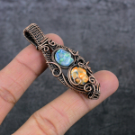 Mosaic Jasper Handmade Copper Wire Wrap Jewelry Pendant 2.56 l8c78