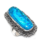 Blue Triplet Opal Handmade 925 Sterling Silver Jewelry Ring Size 9 s2j79