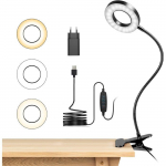Lampe de Bureau &agrave; Pince Flexible &agrave; 360&deg;Lampe Lecture Clipsable 3 Modes d&rsquo;&Eacute;clairage &10 Niveaux de Luminosit&eacute; Led USB, Noir must