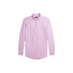 Polo Ralph Lauren SS24 Triibulise logoga pikak&auml;eline terava kraega n&ouml;&ouml;pidega s&auml;rk Meeste s&auml;rgid Roosa MNPOWOV16823518-650 L