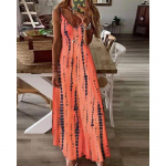 Naiste vaba l&otilde;ikega V-kaelusega lipsuga v&auml;rvitud spagetipaeltega maksikleit suveks, rannapuhkuseks, pikk kleit S hall v&auml;rv