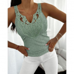 YYFS Naiste mood vabaaja suvekevadine &uuml;hev&auml;rviline printimine Varrukateta V-kaelusega pluusid ja s&auml;rgid S