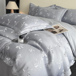 Siidine Tencel žakaarmustriga tekikotikomplekt - Luksuslik suvine voodipesu paelakaunistusega 2.0m Bedspread 4-Piece Set [Duvet Cover 220x240]