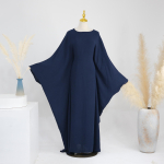 LYRIA Ramadan Eid pehme krepp-khimar nahkhiire varrukatega abaya Dubai islami moslemi tagasihoidlikud aafrika kleidid naistele kaftan kebaya hommikumantel femme musulmane Size two tumesinine v&auml;rv
