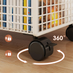 under Desk Rolling Book Cart Bookshelf with Wheels Floor Books Storage Bin for Snack 38x25x26 cm