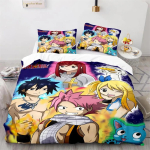 3D prinditud Natsu Fairy Tail, Animatsioon, Kahekohaline tuba, Kuningliku suurusega voodi, Udusulgedest tekikott, Padjap&uuml;&uuml;r, Poisid ja t&uuml;drukud, EU single(135x200cm) blue