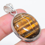 Natural Tiger Eye Gemstone 925 Sterling Silver Jewelry Pendant 1.77 j8k52