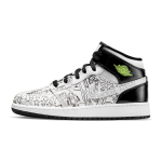 Air Jordan 1 Mid SE GS DIY Laste tossud Valge Must Volt DC4099-100 35.5 black