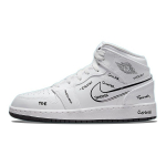 Air Jordan 1 Mid GS Skeem Laste Tennised Valge Must DQ1864-100 37.5