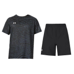 Under Armour &uuml;mmarguse kaelusega pusa l&uuml;hikeste varrukatega ja elastsed l&uuml;hikesed p&uuml;ksid Vabaaja spordikomplekt Meeste komplektid 24500510-001+22500214-001 M