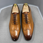 Moodsad Meeste Suurused 7-12 Oxford Kingad Wingtip Ehtne Vasikanahk Luksuslik Paelad Business Kontori Brogue Pidulikud Kingad Meestele US 7 pruun