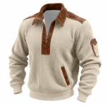 Meeste &uuml;hev&auml;rviline velvetist lukuga kaelusega pikkade varrukatega topp meeste vabaaja rev&auml;&auml;rkrae topp M khaki