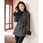 Si Shui Nian Hua Women's Elegant Mid-Length Wool Blend Coat M