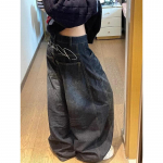 Retro Suur Suurus L&otilde;dvad teksap&uuml;ksid Naiste Laiad Denim-p&uuml;ksid XXXXL sinine