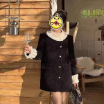 Uus kahepoolne villane mantel keskmise pikkusega Korea stiilis lahtine vaba vabaaja villane mantel M must