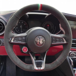 Hand-Stitched suede non-slip car Steering Wheel Cover For Alfa Romeo Stelvio Giulia - Auto Parts style 1