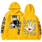 Jaapani Anime Jujutsu Kaisen Kahepoolse Prindiga Huppar Vabaaja L&otilde;tv Meeste Naiste Mood Pikkade Varrukatega Dressipluus Manga Ryomen Sukuna Pullover XXXL yellow