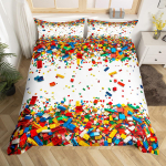 &Otilde;nnelikku s&uuml;nnip&auml;eva voodipesukomplektid 3D ehitusklotsid tekikott &Uuml;heinimese Suur V&auml;rviline Ehituskomplekti tekikate 2 padjap&uuml;&uuml;riga AU Single(140*210cm)3pcs red