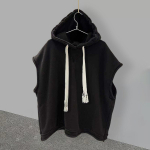 Suurusele sobiv naiste kapuutsiga varrukateta hoodie suveks s&uuml;giseks Korea dressipluus vaba l&otilde;ikega vest L must