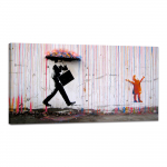 Banksy Interj&ouml;&ouml;rikunst Suur Banksy V&auml;rviline Seinakate Tuba Raamitud Maal, Paneel, Plakat, Vihm, Rippuv, Dekoratsioon, Vannituba, Esik, (40x80 cm) mitmev&auml;rviline