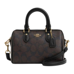 Coach Rowan 18 Klassikaline Elegantne Logo PVC &Otilde;la Crossbody Kott Naiste kotid Pruun Must CS183-IMAA8 Gift Box Set (Basic Set+Yellow Box)