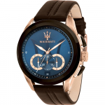 Maserati Traguardo Sinine Pruun Nahk Meeste Kvarts Kronograaf R8871612024 sinine