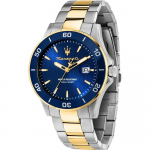 Maserati Competizione Diver Sinine Roostevabast Terasest Bicolor Meeste Kvartsikell Kuup&auml;eva ja Keraamilise Bezeliga R8873600010 sinine
