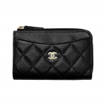 Chanel 23C Klassikaline Kuldne Logo Topelt C Tepitud L&auml;ikiv Teraline Vasikanahast Kaardihoidja Naiste aksessuaarid Must AP3179-B10583-C3906 Box(Basic Set+Box)