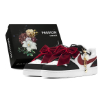 Nike Court Borough CNY Red Velvet Bowknot, Pearl Charm, Detachable Low top Skateboard Shoes GS Black Red BQ5448-100(TeamS-S-BOX) 35.5