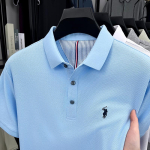 GLYDE 100% puuvillane l&uuml;hikeste varrukatega meeste polos&auml;rk Moekas tikandiga golfis&auml;rk Vabaaja &auml;ris&auml;rk 4XL taevasinine v&auml;rv