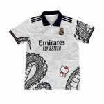 Uus Real Madrid puhta tr&uuml;kiga draakonimustriga l&uuml;hikeste varrukatega polo kassi pildiga meeste ja naiste spordis&auml;rk v&auml;listingimustriga D tr&uuml;kiga topp S valge