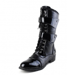 Meeste R&uuml;&uuml;tlisaapad Keskmise s&auml;&auml;rega Lakknahast Saapad Pikad Militaarsaapad Mehele Veekindlad T&ouml;&ouml;saapad Meeste Talvised Platvormsaapad 38 must